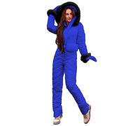 Snowsuit Women's One-Piece Ski Suit Snowboard Overall Winter Warm Snow Skiing Sets Jumpsuit Long Blue