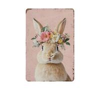 Snowsun Easter Vintage Tin Sign Easter Rabbit Retro Sign Metal Sign Easter Decor for Home Bar Living Room Easter Wall Decor 8x12 Inch