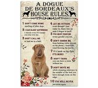 snowsun Metal Sign A Dogue De Bordeaux's House Rules Sign Vintage Funny Sign Retro Aluminum Tin Signs for Home Farm Garden Outdoor Garage 8x12 Inches