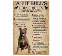 snowsun Metal Sign A Pit Bull House Rules Sign Vintage Funny Sign Retro Aluminum Tin Signs for Home Farm Garden Bar Outdoor 8x12 Inches
