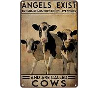 Snowsun Metal Sign Angels Exist but Sometimes They Dont Have Wings and are Called Cows Funny Retro Vintage Aluminum Sign for Home garden Coffee Wall Decor Metal Tin Sign 8x12 Inch