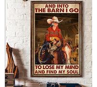 Snowsun Metal Sign Cowgirl And Into The Barn I Go To Lose My Mind And Find My Soul Horse Vintage Tin Sign Funny Signs Wall Decor for Home Garden Bar Outdoor Living Room 8x12 Inches
