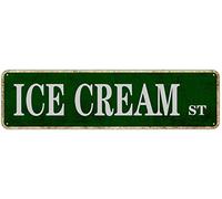 snowsun Metal Sign Ice Cream St Vintage Signs Retro Tin Signs Art Plaque Aluminum Sign for Bedroom Kitchen Garden Wall Pub Club Coffee Hanging Sign Decor 4x16 Inches