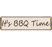 snowsun Metal Sign It's BBQ Time Vintage Signs Retro Tin Signs Aluminum Sign for Kitchen Home Garden Wall Bar Cafe Decor 4x16 Inches