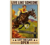 Snowsun Metal Sign Live Like Someone Left The Gate Open Girl Ride Hourse Funny Retro Vintage Aluminum Sign for Home garden Coffee Wall Decor Metal Tin Sign 8x12 Inch