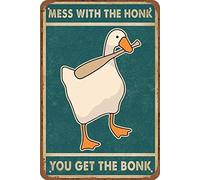 Snowsun Metal Sign mess with the honk you get the bonk duck Funny Retro Vintage Aluminum Sign for Home garden Coffee Wall Decor Metal Tin Sign 8x12 Inch