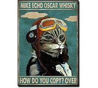 Snowsun Metal Sign Mike Echo Oscar Whisky How Do You Copy Over cat Funny Retro Vintage Aluminum Sign for Home garden Coffee Wall Decor Metal Tin Sign 8x12 Inch