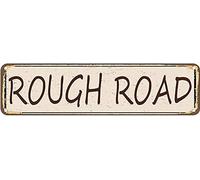 snowsun Metal Sign Rough Road Vintage Signs Retro Tin Signs Aluminum Sign for Kitchen Home Garden Wall Bar Cafe Decor 4x16 Inches
