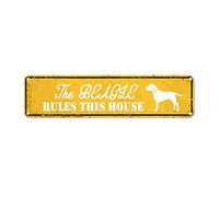 snowsun Metal Sign The Beagle Rules This House Vintage Signs Retro Tin Signs Aluminum Sign for Home Garden Wall UV-Resistant Decor 4x16 Inches