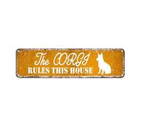 snowsun Metal Sign The Corgi Rules This House Vintage Signs Retro Tin Signs Aluminum Sign for Home Kitchen Garden Wall UV-Resistant Funny Decor 4x16 Inch