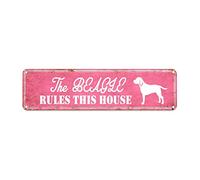 snowsun Metal Sign The Dog Rules This House Vintage Signs Retro Tin Signs Aluminum Sign for Home Kitchen Bathroom Wall Yard Coffee Funny Decor 4x16 Inches