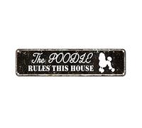 snowsun Metal Sign The Dog Rules This House Vintage Signs Retro Tin Signs Sign Plaque for Home Kitchen Garden Wall UV-Resistant Decor 4x16 Inches
