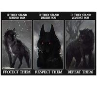 Snowsun Metal Sign Them If They Stand by Your Side Respect Them If They Oppose You Beat Them Wolf Funny Retro Vintage Aluminum Sign for Home garden Coffee Wall Decor Metal Tin Sign 8x12 Inch