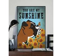 Snowsun Metal Sign You Are My Sunshine British Bulldog Sunflower Dog Funny Retro Vintage Aluminum Sign for Home garden Coffee Wall Decor Metal Tin Sign 8 * 12 Inch