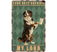snowsun Metal Signs Bernese Mountain Dog Your Butt Napkins My Load Funny Aluminum Sign Retro Tin Sign Wall Decor for Toilet Washing Room Yard Garden 8×12 Inch