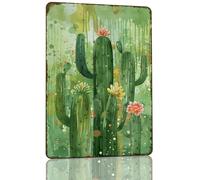 Snowsun Metal Signs Cactuses Flower Metal Tin Sign Rerto Sign for Home Kitchen Garden Yard Wall Bedroom Club Front Door Decor 8x12 Inch