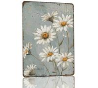 Snowsun Metal Signs Daisy Flower Metal Tin Sign Rerto Sign for Home Kitchen Garden Yard Wall Bedroom Club Front Door Decor 8x12 Inch