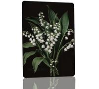 Snowsun Metal Signs Lily Of The Valley Flower Metal Tin Sign Rerto Sign for Home Kitchen Garden Yard Wall Bedroom Club Front Door Decor 8x12 Inch