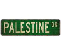 Snowsun Metal Signs PALESTINE DR Vintage Sign Retro Tin Sign for Home Bedroom Kitchen Garden Wall Pub Club Coffee Decor 6x16 Inch