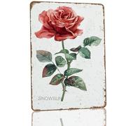 Snowsun Metal Signs Rose Flower Metal Tin Sign Rerto Sign for Home Kitchen Garden Yard Wall Bedroom Club Front Door Decor 8x12 Inch