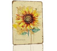 Snowsun Metal Signs Sunflower Flower Metal Tin Sign Rerto Sign for Home Kitchen Garden Yard Wall Bedroom Club Front Door Decor 8x12 Inch