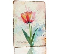 Snowsun Metal Signs Tulip Flower Metal Tin Sign Rerto Sign for Home Kitchen Garden Yard Wall Bedroom Club Front Door Decor 8x12 Inch