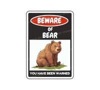 Snowsun Metal Tin Sign Beware Of Bear Rerto Sign Vintage Signs for Home Kitchen Garden Yard Wall Bedroom Club Front Door Decor 8x12 Inch