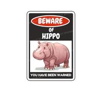 Snowsun Metal Tin Sign Beware Of Hippo Rerto Sign Vintage Signs for Home Kitchen Garden Yard Wall Bedroom Club Front Door Decor 8x12 Inch