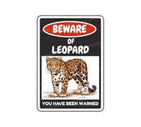 Snowsun Metal Tin Sign Beware Of Leopard Rerto Sign Vintage Signs for Home Kitchen Garden Yard Wall Bedroom Club Front Door Decor 8x12 Inch