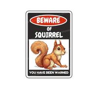 Snowsun Metal Tin Sign Beware Of Squirrel Rerto Sign Vintage Signs for Home Kitchen Garden Yard Wall Bedroom Club Front Door Decor 8x12 Inch