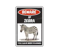 Snowsun Metal Tin Sign Beware Of Zebra Rerto Sign Vintage Signs for Home Kitchen Garden Yard Wall Bedroom Club Front Door Decor 8x12 Inch
