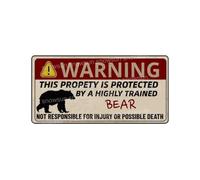 Snowsun Metal Tin Sign Warning Of Bear Beware Sign Vintage Tin Signs For Fence Outdoor Yard Home Decor 6X16 Inch