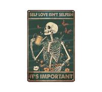 Snowsun Tin Sign Skull Self Love Isn't Selfish It's Important Metal Signs Vintage Signs Retro Sign For Home Bar Office Outdoor Garden Wall Decor 8x12 Inch