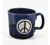 SnowSwept Studio Handmade Coffee Mug - Peace Sign 14oz Blue