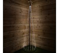 Snowtime 1.85m Maypole Christmas Tree with 560 Warm White LEDs & Twinkle - Indoor/Outdoor, Sturdy Base, Ground Stakes