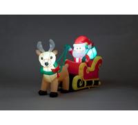 Snowtime 103Cm Inflatable Santa, Sleigh & 1 Reindeer W/12 Leds
