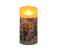 Snowtime 15Cm Winter Dogs And Red Door Candle Christmas Led Light Up Decor False Light