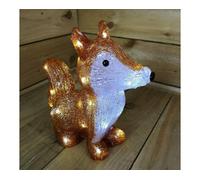 Snowtime 28Cm Acrylic Sitting Fox With 30 Ice White Led's