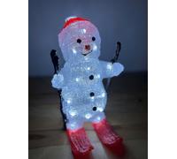 Snowtime 29Cm Skiing Snowman Christmas Decoration With 30 Ice White Leds With A 5M Cable