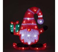 Snowtime 40Cm Christmas Acrylic Gonk Standing Santa Holding A Present, Lit With 50 White Leds