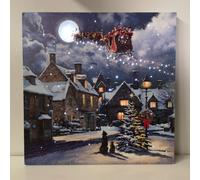 Snowtime 40x40cm Street Light Canvas - Battery-Operated Indoor Christmas Wall Art with 8 LED Lights