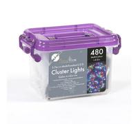 Snowtime 480 Multi Coloured Led Cluster Christmas Tree Lights With Timer 3.7M