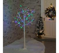 Snowtime 4Ft / 120Cm Light Up Birch Tree With Multicolour Leds Indoor / Outdoor