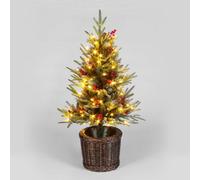 Snowtime 4Ft Pre-Lit Ontario Christmas Tree In Basket W/ 100 Leds