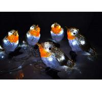 Snowtime 5 Acrylic Robin Lights With 30 Ice White Leds With Clip-On Function
