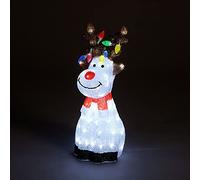 Snowtime 50cm Acrylic Sitting Reindeer with Multi-Coloured LEDs on Antlers