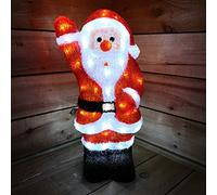 Snowtime 54.5cm Tall Acrylic Waving Santa Outdoor/Indoor With 70 Ice White LEDs Christmas Scene Decoration