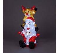 Snowtime 59Cm Indoor Outdoor Santa Snowman Reindeer Tower With 60 Ice White Leds