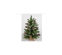 Snowtime 60cm Mini Frosted Norway Tree with 72 Tips & Pine Cones - Quick Assemble, Bushy & Space-Saving
