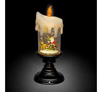 Snowtime Battery Operated 25cm LED Water Candlestick With Santa Scene